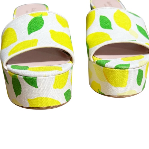 Kate Spade Ibiza Lemon Printed Platform Wedge Sandal 90s  Y2K Fun Slip On Shoe - Picture 5 of 8